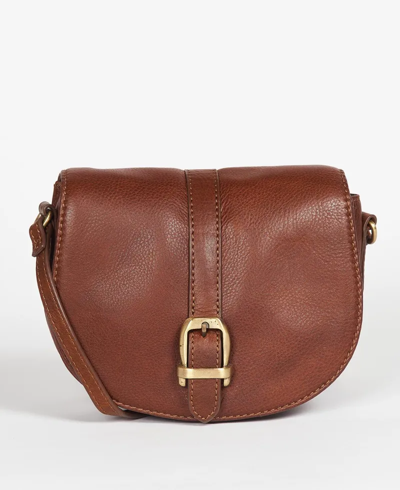 Barbour Laire Leather Saddle Bag in Tan